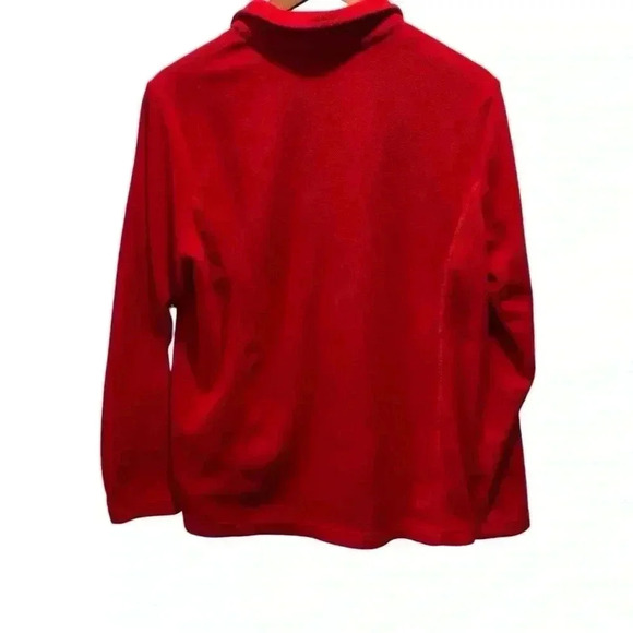 Lands End Womens Medium 10/12 Red 1/4 Zip Pull Over Fleece Top L/S - Picture 2 of 4